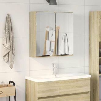 vidaXL Mobile Bagno con Specchio Rovere Sonoma 64,5x20x66,5 Truciolato - Vidaxl