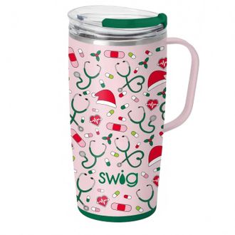 Swig Santas Scrubs Travel Mug - 22 Oz. In Pink