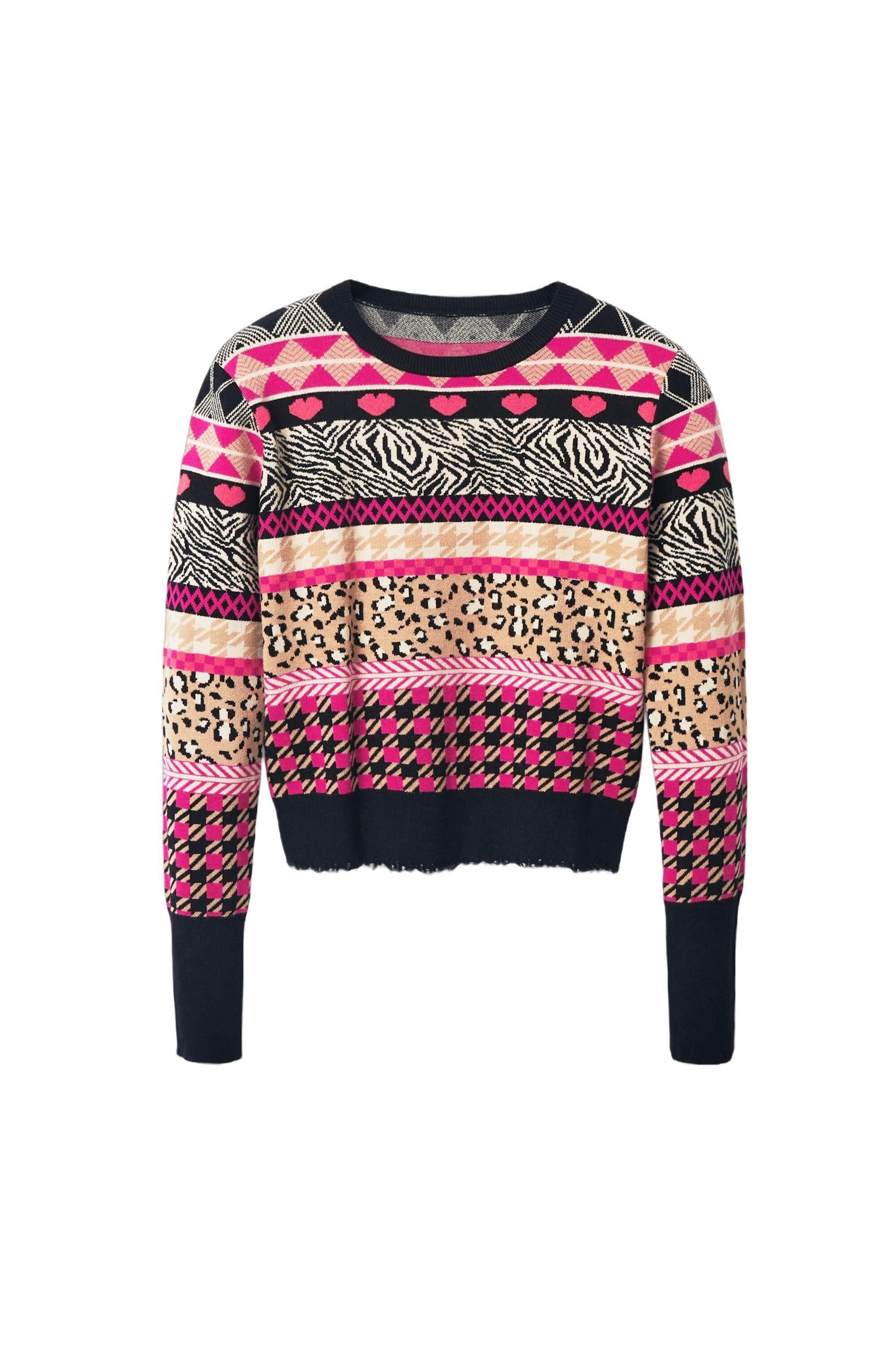 Desigual Damen Pullover 'Ebro' – Weicher Strick Mit Trendigem Blumenmuster