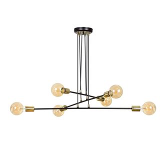 Wonderlamp L&aacute;mpara de techo vintage 6 luces con estructura de metal negro &oslash;70 cm