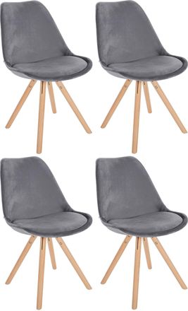Clp Clp - Pack De 4 Sillas De Sal&oacute;n Sofia En Terciopelo Gris Natural (redondo)