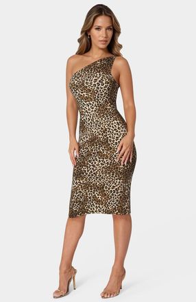 Bebe WomenS Jersey One Shoulder Midi With Gold Trim