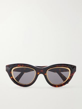 Loewe Occhiali Da Sole In Acetato Tartarugato E Metallo Dorato Con Montatura Cat-eye Anagram