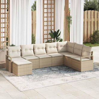 vidaXL Conjunto De Sof&aacute; De Jard&iacute;n 8 Pcs Beige Polirat&aacute;n Vidaxl