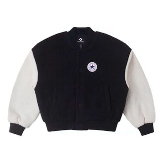 Converse (WMNS) Converse Sherpa Varsity Jacket Asia Sizing Black White 10025206-A01