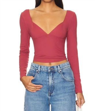 Free People Duo Corset Long Sleeve Top In Earth Red