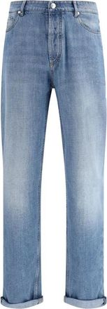 Brunello Cucinelli Katoenen Straight-Leg Jeans - Heren - Regular Fit Jeans - Blauw - XL - Katoen - Jeans