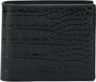 Tom Ford Crocodile Print Leather Wallet Wallets & Card Holders Nero-Uomo
