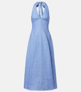 Faithfull The Brand Marais checked linen midi dress