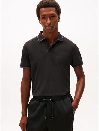 Tommy Hilfiger Mens Regular Fit Script Logo Twill Polo - Black - XXL