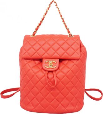 Chanel Red Color Leather Backpack (Pre-Owned)