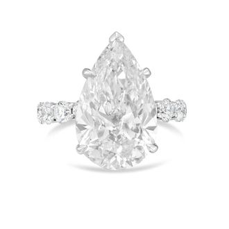 Diana M. Jewels 14kt white gold 3ct lab grown Pear Diamond Pav&eacute; Band Ring