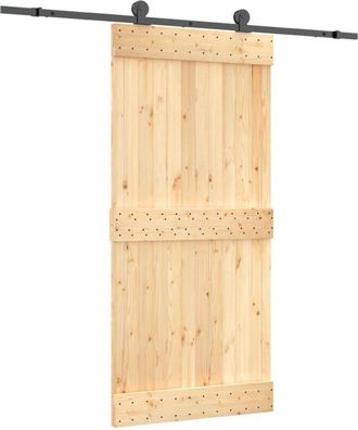 vidaXL Vidaxl - Puerta Corredera Con Herrajes Madera Maciza De Pino 95x210 Cm