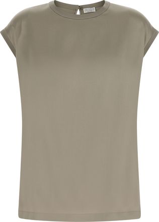 Brunello Cucinelli Bicolor Silk Womens Blouse