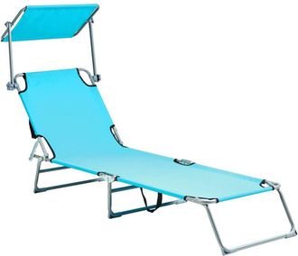 Beliani Beliani - Tumbona De Jard&iacute;n Reclinable Con Toldo De Metal Plegable Azul Turquesa Foligno