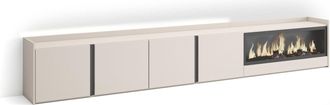 Skraut Home Skraut Home - Mueble Tv, Televisi&oacute;n, Muebles De Sal&oacute;n, Almacenaje, 315x35x50cm, Para Tv Hasta 80, Chimenea El&eacute;ctrica Xxl, Led, Estilo Moderno, Beige
