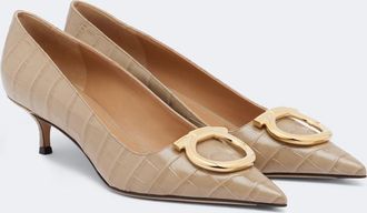 Ferragamo Lara Gancini croc-effect leather pumps