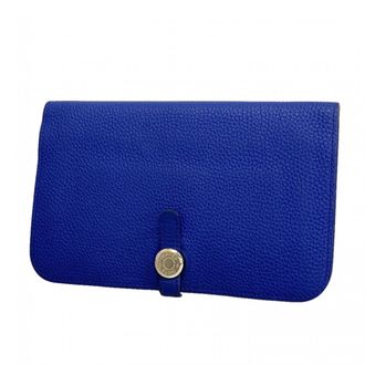 Herm&egrave;s Blue Electric Togo Leather Long Wallet (Bi-Fold) (Pre-Owned)