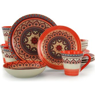 Elama Zen Rust Mozaik 16 Piece Dinnerware Set in Orange at Nordstrom