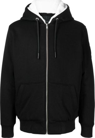 Moose Knuckles logo-plaque zip-up hooded jacket - unisex - Cotton/Polyester - L - Black