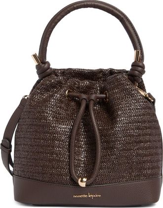 Nanette Lepore Straw Drawstring Convertible Bucket Bag in Maple Straw-Maple at Nordstrom Rack