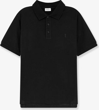 Saint Laurent Polo in cotone piqu&eacute; con ricamo Cassandre - SAINT LAURENT - gender_Man