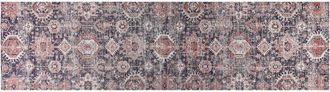 Beliani Alfombra De Algod&oacute;n Azul Rojo 80 X 300 Cm Patr&oacute;n Oriental Boho Recibidor Kurin