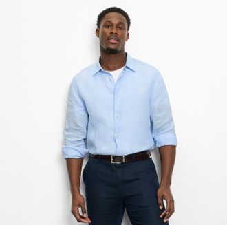 Olymp Leinenhemd OLYMP, Herren, Gr. XXL, N-Gr, hellblau, Leinenmischung, Obermaterial: 100% Leinen, meliert, unifarben, regular fit normal, 1-Knopf-Manschet