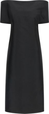 Jil Sander Black Silk Midi Womens Dress