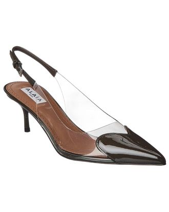 Alaia Ala&iuml;a Le Coeur Vinyl & Patent Slingback Pump