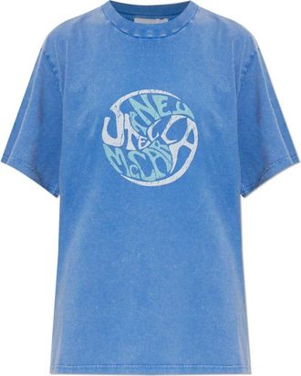 Stella McCartney T-shirt met print - Dames - T-shirts - Blauw - S - Katoen - Tops