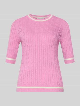 Christian Berg Strickpullover mit gerippten Abschl&uuml;ssen in Rosa, Gr&ouml;&szlig;e XXL