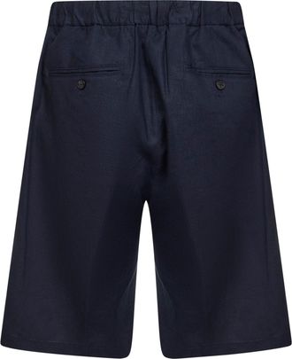 Hev&ograve; Mens Bermuda Shorts Torre Lapillo Navy Linen Blend Blue