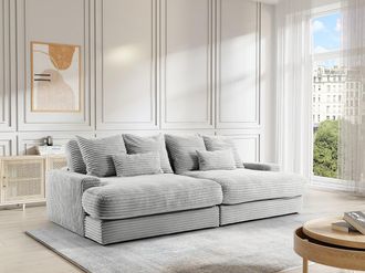 Vente-Unique Divano 4 posti seduta comoda e profonda in Velluto a coste grosse Grigio - CALAZO