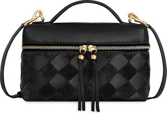 Rebecca Minkoff Frankie Woven Leather Train Case in Black at Nordstrom