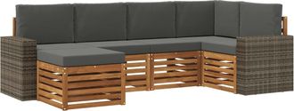 vidaXL Conjunto De Sof&aacute;s De Exterior 6 Uds. Natural Y Antracita Vidaxl