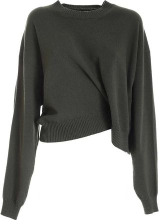 Kenzo Asymmetrische Gebreide Trui - Dames - Ronde hals truien - Groen - L - Wol - Truien & Vesten