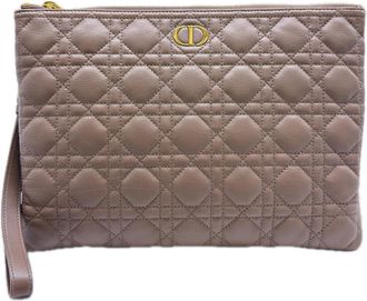 Dior Brown Leather Clutch Bag Pouch (Pre-Owned)