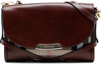 Burberry Pre-owned Burberry Leather and House Check Canvas Bridle Abbott Crossbody ITEFFEPI14SCA