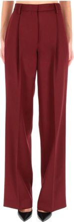 Dries Van Noten High-Waisted Geplooide Broek met Wijde Pijpen - Dames - Wijde Broeken - Bruin - M - Broeken