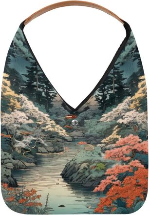 Generic Beautiful Ukiyo-e Reusable Lightweight Grocery Bags - Foldable Into Compact Pouch, Washable & Sturdy, Multipurpose for Shopping and Travel