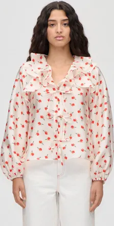 Stine Goya Ditsy Petunia Long Sleeve Top In Beige