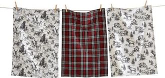 Tag Woodland Animals Dishtowel Set of 3 Multicolor Cotton Towels in Multicolored at Nordstrom