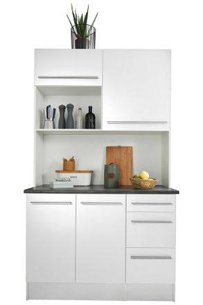 MID.YOU Mid.you Buffet, Wei&szlig; Hochglanz, Kunststoff, 2 F&auml;cher, 3 Schubladen, 120x211x60 cm, Beim&ouml;bel erh&auml;ltlich, Esszimmer, Anrichten, Buffetschr&auml;nke