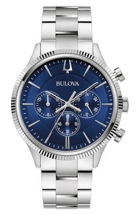 Bulova Chronograph Bracelet Watch, 42mm in Silver at Nordstrom Rack