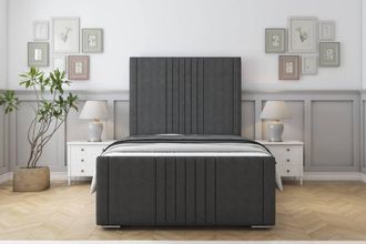 Sloomy Harrington Dumfries Frame-Mattress - 50 Upholstered Headboard in Dark Grey | Size: Super King