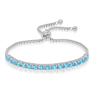 MAX + STONE Sterling Silver Round 4mm Gemstone Bolo Bracelet