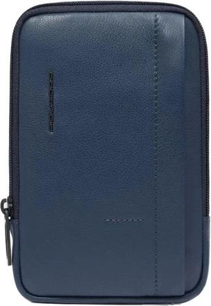 Piquadro Ac 6847W137R Leren Telefoonhoes met Nekkoord - Heren - Telefoonaccessoires - Blauw - ONE Size - Leer - Accessoires
