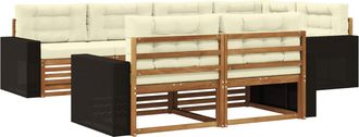 vidaXL Conjunto De Sof&aacute;s De Exterior 7 Uds. Natural Y Crema Vidaxl