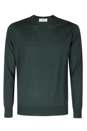 Paolo Pecora Green Extrafine Merino Wool Crew Neck Sweater